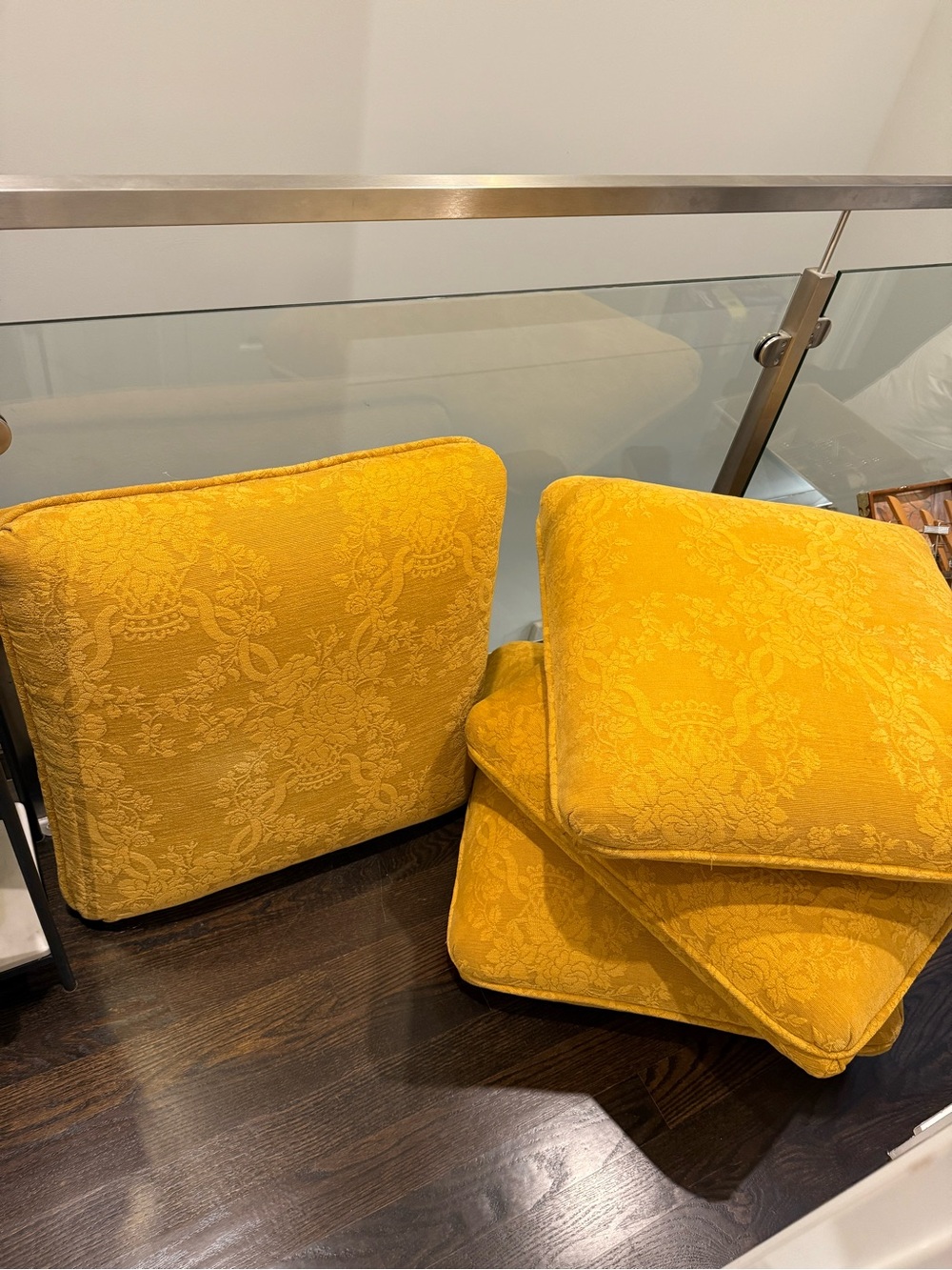 25-6” New Pierre Frey Designer Golden Jacquard Decorative Floor Pillow(s)
